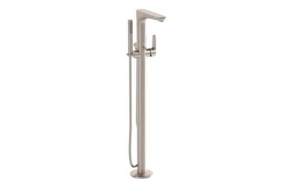 VitrA Root Round Floor Standing Bath/Shower Mixer - Brushed Nickel